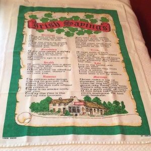 Vintage Irish Sayings tea towel collectible linen cotton retro kitchen